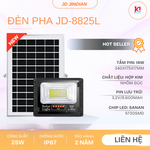 Đèn Năng Lượng Mặt Trời 25W Jindian JD-8825L