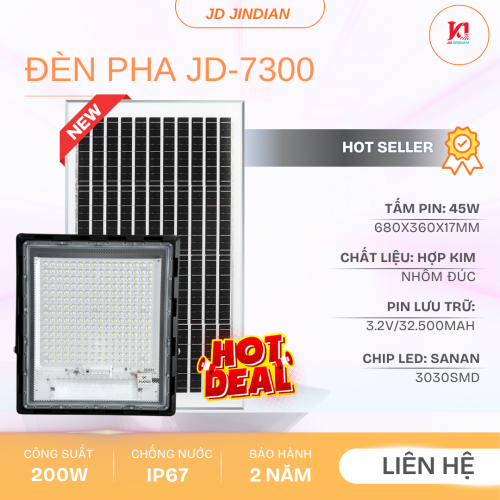 Đèn Năng Lượng Mặt Trời Chống Chói 300W Jindian JD-7300
