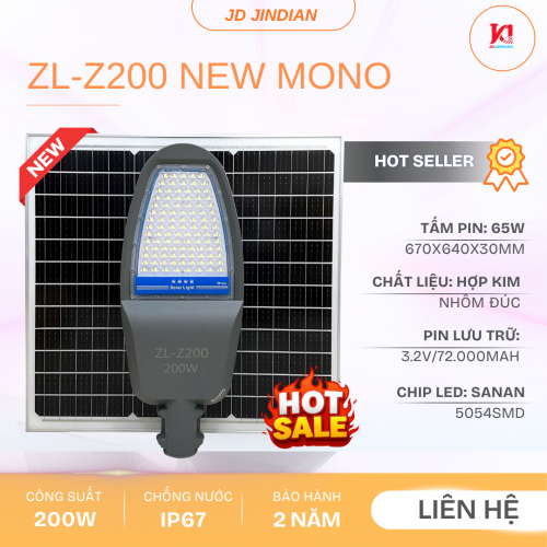 Đèn Đường Năng Lượng Mặt Trời Chuyên Công Trình 200W ZL-Z200 200W