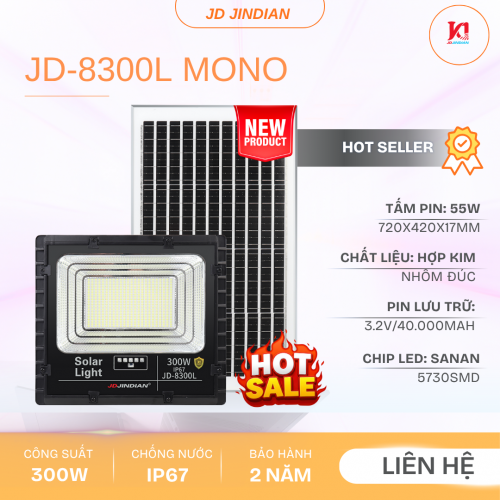 Đèn Năng Lượng Mặt Trời 300W Jindian JD-8300L