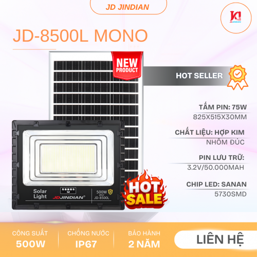 Đèn Năng Lượng Mặt Trời 500W Jindian JD-8500L