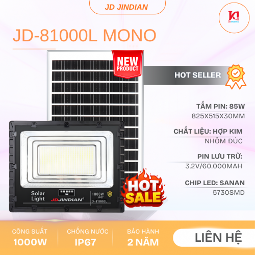 Đèn Năng Lượng Mặt Trời 1000W Jindian JD-81000L