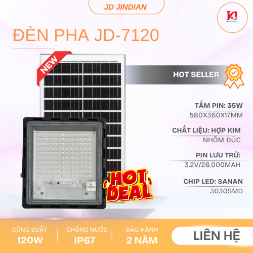 Đèn Năng Lượng Mặt Trời Chống Chói 200W Jindian JD-7200