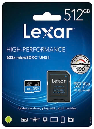 Thẻ nhớ Micro SD Lexar 512GB Class 10 Read 100MB/s